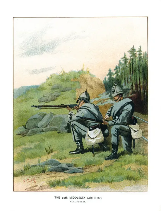 Framed Print : The 20th Middlesex (Artists), c1890. Artist: Geoffrey Douglas Giles Framed Print : The 20th Middlesex (Artists), c1890. Artist: Geoffrey Douglas Giles