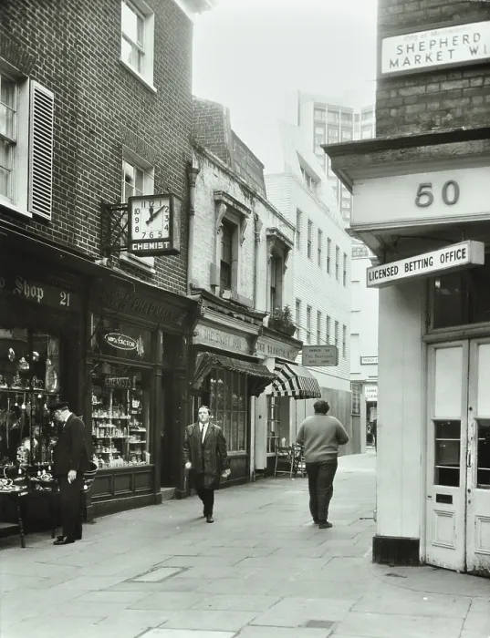 Framed Print : 21-27 Shepherd Market, Westminster LB, London: front elevations, shops, Mayfair, 1967. Creator: Unknown Framed Print : 21-27 Shepherd Market, Westminster LB, London: front elevations, shops, Mayfair, 1967. Creator: Unknown