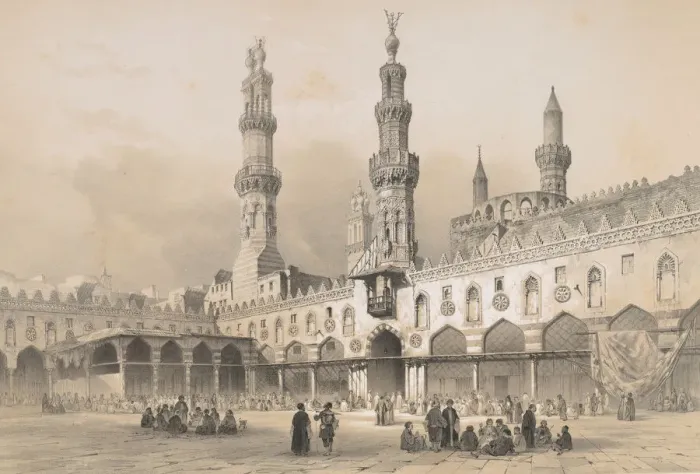 Framed Print : 22. Cour de la Mosquee el Ahzar, au Kaire, 1843. Creator Framed Print : 22. Cour de la Mosquee el Ahzar, au Kaire, 1843. Creator