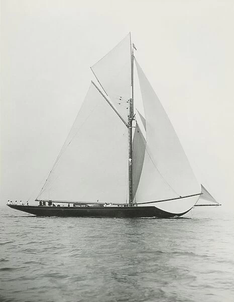 The 221 ton gaff-rigged cutter Britannia sailing under spinnaker