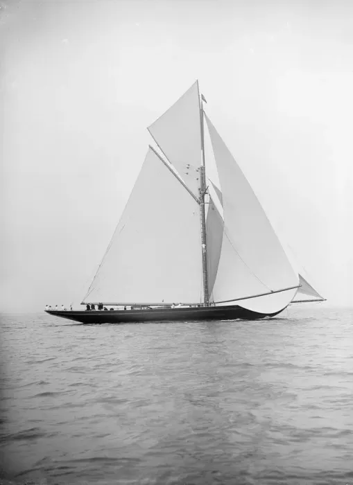 Framed Print : The 221 ton gaff-rigged cutter Britannia sailing under spinnaker 1913. Creator Framed Print : The 221 ton gaff-rigged cutter Britannia sailing under spinnaker 1913. Creator