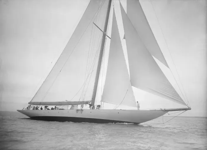 Framed Print : The 23-metre cutter Astra sailing close-hauled, 1935. Creator: Kirk & Sons of Cowes Framed Print : The 23-metre cutter Astra sailing close-hauled, 1935. Creator: Kirk & Sons of Cowes
