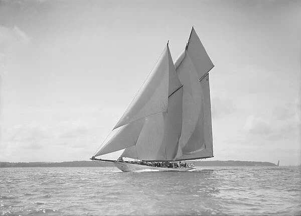 The 250 ton schooner Germania sails close reach, 1911. Creator: Kirk & Sons of Cowes