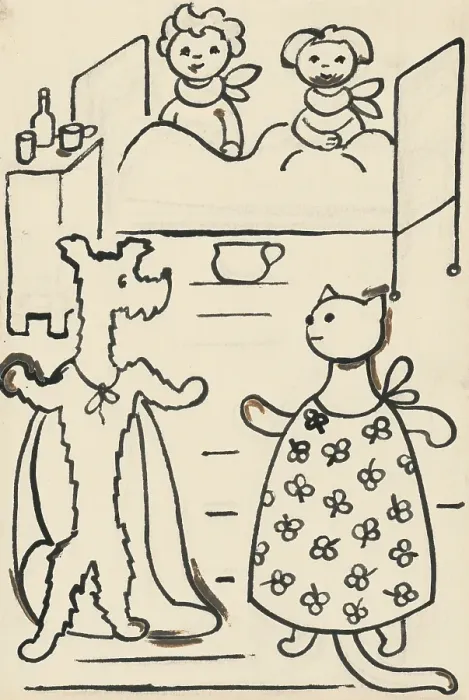 Framed Print : 29. A story about a dog and a cat, around 1928. Creator: Josef Capek Framed Print : 29. A story about a dog and a cat, around 1928. Creator: Josef Capek