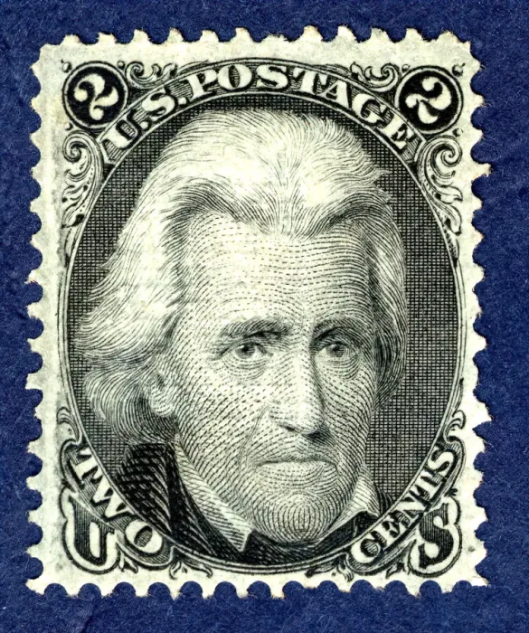 Framed Print : 2c Andrew Jackson F Grill single, 1867. Creator: National Bank Note Company Framed Print : 2c Andrew Jackson F Grill single, 1867. Creator: National Bank Note Company