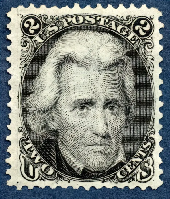 Framed Print : 2c Andrew Jackson re-issue single, 1875. Creator: National Bank Note Company Framed Print : 2c Andrew Jackson re-issue single, 1875. Creator: National Bank Note Company