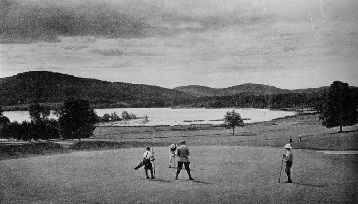 Framed Print : 2nd green on Leatherstocking Golf Course at Coopertown, New York, 1925