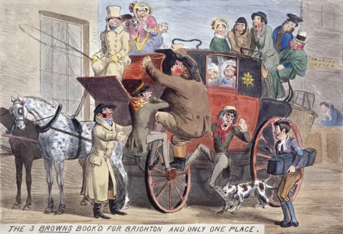 Framed Print : The 3 Browns book d for Brighton, and only one place, c1830 Framed Print : The 3 Browns book d for Brighton, and only one place, c1830