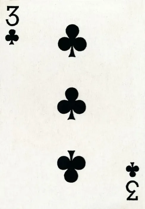 Framed Print : 3 of Clubs from a deck of Goodall & Son Ltd. playing cards, c1940 Framed Print : 3 of Clubs from a deck of Goodall & Son Ltd. playing cards, c1940