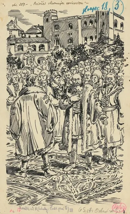 Framed Print : 3.- A crowd in front of the palace, 1936. Creator: Andrej Kovacik Framed Print : 3.- A crowd in front of the palace, 1936. Creator: Andrej Kovacik