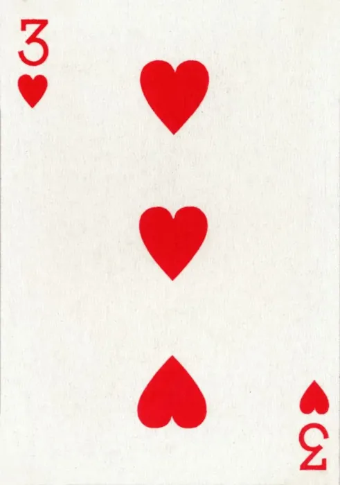 Framed Print : 3 of Hearts from a deck of Goodall & Son Ltd. playing cards, c1940 Framed Print : 3 of Hearts from a deck of Goodall & Son Ltd. playing cards, c1940
