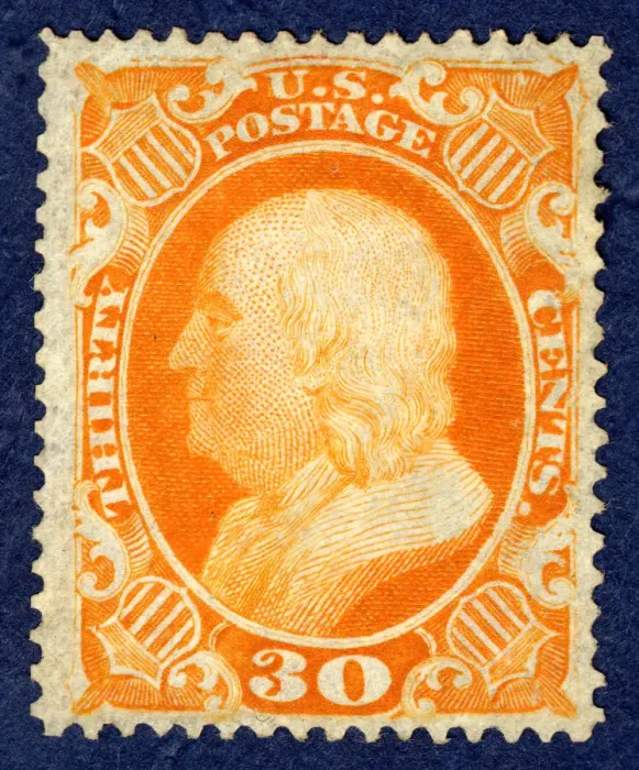 Framed Print : 30c Franklin single, 1860. Creators: Toppan, Carpenter & Company