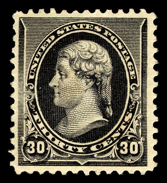 30c Thomas Jefferson single, 1890. Creator: American Bank Note Company