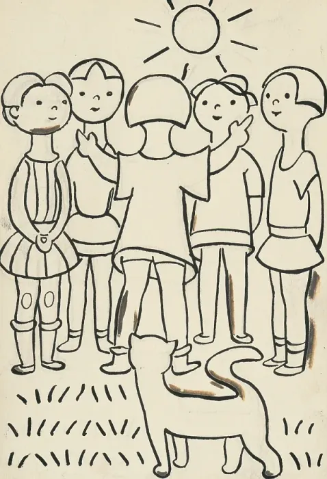 Framed Print : 31. Talking about a dog and a cat, around 1928. Creator: Josef Capek Framed Print : 31. Talking about a dog and a cat, around 1928. Creator: Josef Capek