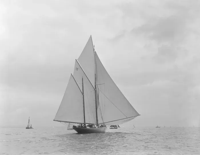 Framed Print : The 32 metre ketch Joyette running downwind, 1922. Creator: Kirk & Sons of Cowes Framed Print : The 32 metre ketch Joyette running downwind, 1922. Creator: Kirk & Sons of Cowes