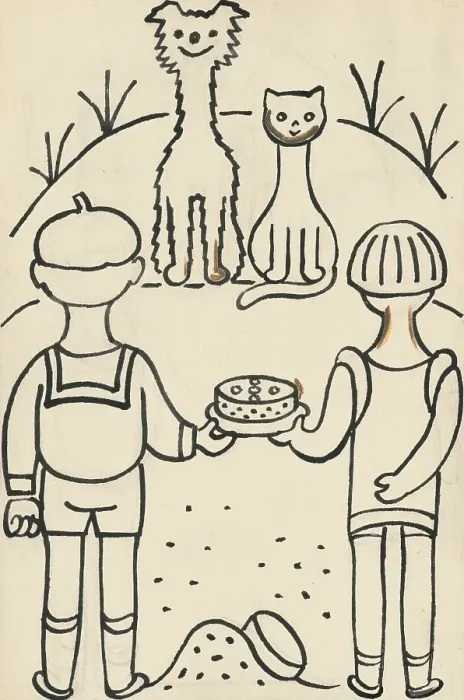 Framed Print : 32. Talking about a dog and a cat, around 1928. Creator: Josef Capek Framed Print : 32. Talking about a dog and a cat, around 1928. Creator: Josef Capek