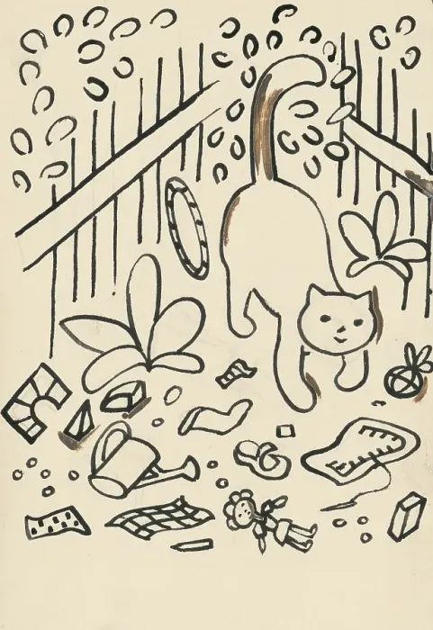 Framed Print : 34. Talking about a dog and a cat, around 1928. Creator: Josef Capek Framed Print : 34. Talking about a dog and a cat, around 1928. Creator: Josef Capek