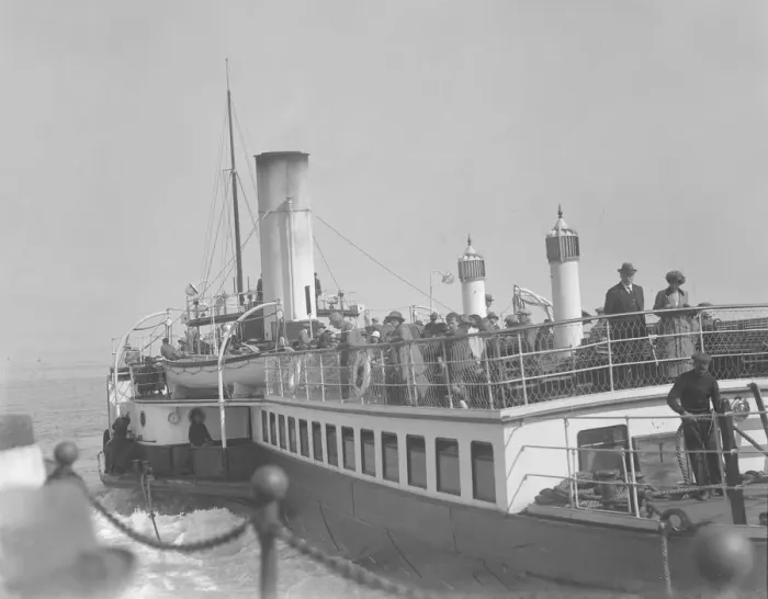 Framed Print : The 353 ton Bournmouth Queen closeup from port quarter, 1923. Creator: Kirk & Sons of Cowes Framed Print : The 353 ton Bournmouth Queen closeup from port quarter, 1923. Creator: Kirk & Sons of Cowes