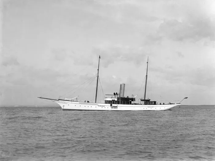 Framed Print : The 357 ton steam yacht Yarta at anchor, 1922. Creator: Kirk & Sons of Cowes Framed Print : The 357 ton steam yacht Yarta at anchor, 1922. Creator: Kirk & Sons of Cowes