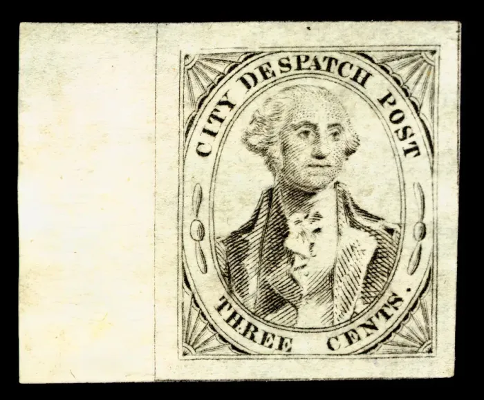 Framed Print : 3c Washington City Despatch local post stamp, 1842. Creator: Unknown Framed Print : 3c Washington City Despatch local post stamp, 1842. Creator: Unknown