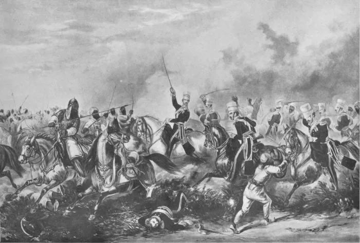 Framed Print : The 3rd Light Dragoons at Chillienwallah, 1849, 1849 (1909). Artist: John Harris Junior Framed Print : The 3rd Light Dragoons at Chillienwallah, 1849, 1849 (1909). Artist: John Harris Junior