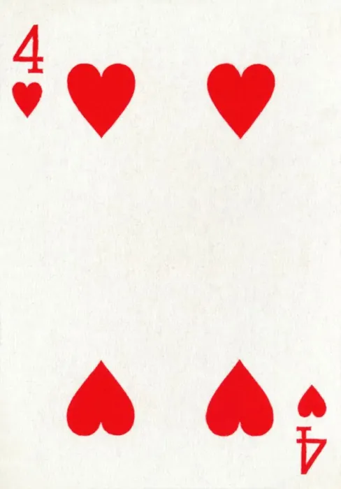 Framed Print : 4 of Hearts from a deck of Goodall & Son Ltd. playing cards, c1940 Framed Print : 4 of Hearts from a deck of Goodall & Son Ltd. playing cards, c1940