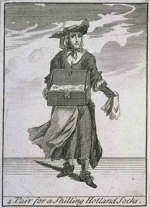 Framed Print : 4 Pair for a Shilling Holland Socks, Cries of London, (c1688?) Framed Print : 4 Pair for a Shilling Holland Socks, Cries of London, (c1688?)
