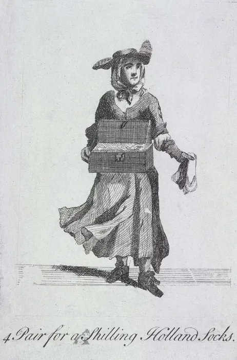 Framed Print : 4 Pair for a Shilling Holland Socks, Cries of London, (c1688?) Framed Print : 4 Pair for a Shilling Holland Socks, Cries of London, (c1688?)