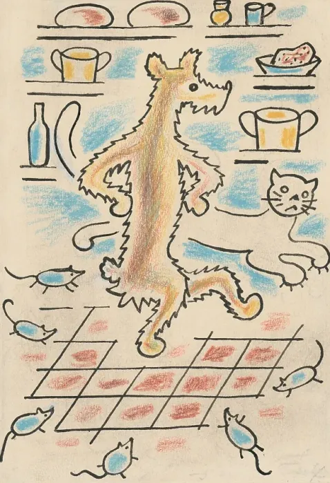 Framed Print : 4. Talking about a dog and a cat, around 1928. Creator: Josef Capek Framed Print : 4. Talking about a dog and a cat, around 1928. Creator: Josef Capek