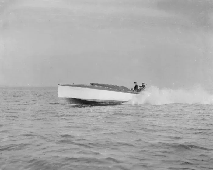 Framed Print : The 40 ft hydroplane Pioneer under way. Creator: Kirk & Sons of Cowes