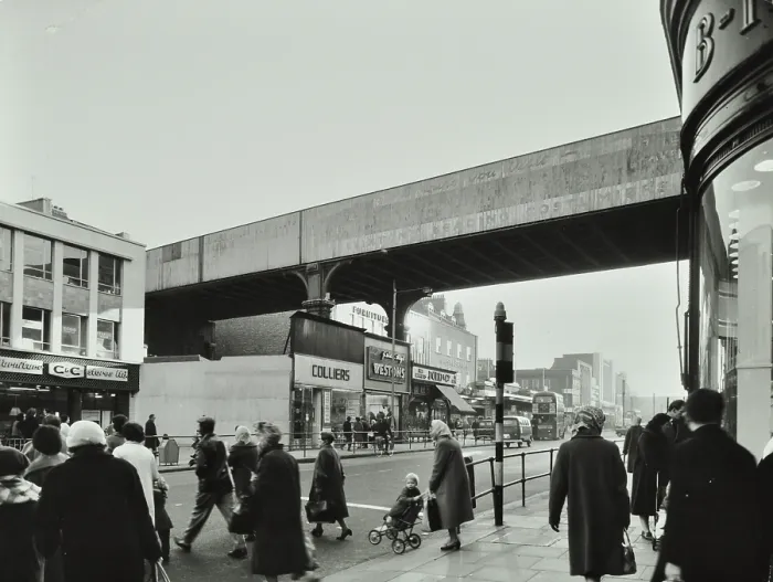 Framed Print : 419-427 Brixton Road, Lambeth, London: looking south by Atlantic Road, 1961. Creator: Unknown Framed Print : 419-427 Brixton Road, Lambeth, London: looking south by Atlantic Road, 1961. Creator: Unknown