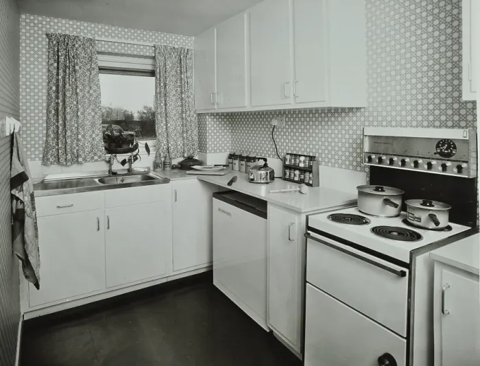 Framed Print : 45 Enfield Chase, Houghton Regis, Dunstable, Bedfordshire: kitchen, 1971. Creator: Unknown Framed Print : 45 Enfield Chase, Houghton Regis, Dunstable, Bedfordshire: kitchen, 1971. Creator: Unknown