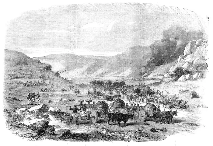 Framed Print : The 45th Regiment, Native Infantry, Burning a Santhal Village and Recovering Plunder, 1856. Creator: Unknown Framed Print : The 45th Regiment, Native Infantry, Burning a Santhal Village and Recovering Plunder, 1856. Creator: Unknown