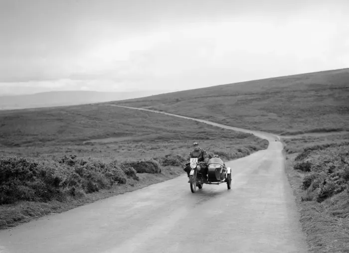 Framed Print : 490 cc Norton and sidecar of CF Crossby, winner of a silver award, MCC Torquay Rally, July 1937 Framed Print : 490 cc Norton and sidecar of CF Crossby, winner of a silver award, MCC Torquay Rally, July 1937