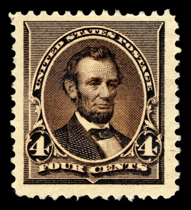 Framed Print : 4c Abraham Lincoln single, 1890. Creator: American Bank Note Company Framed Print : 4c Abraham Lincoln single, 1890. Creator: American Bank Note Company
