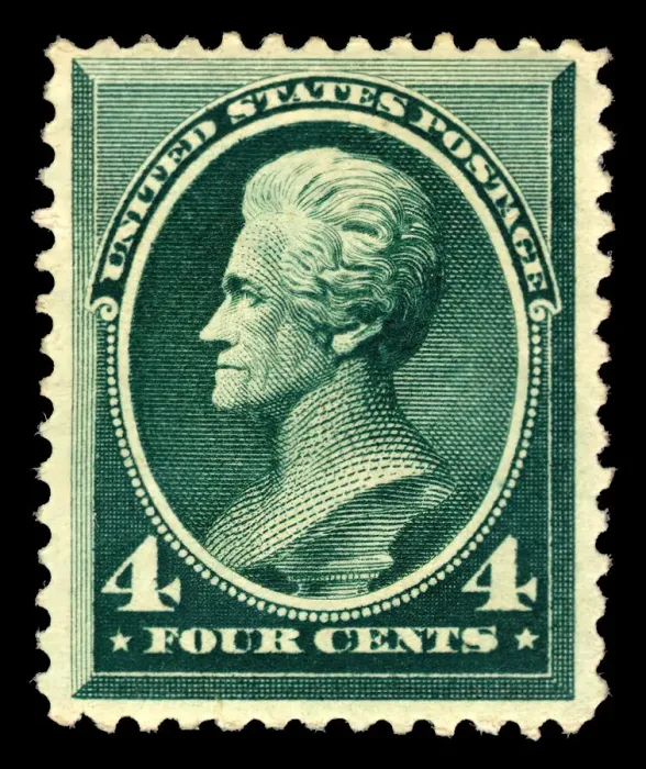 Framed Print : 4c Andrew Jackson single, 1883. Creator: American Bank Note Company Framed Print : 4c Andrew Jackson single, 1883. Creator: American Bank Note Company