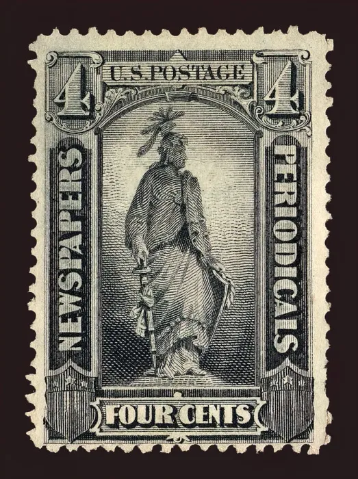 Framed Print : 4c Statue of Freedom Newspapers and Periodicals imprint single, 1875. Creator: Unknown Framed Print : 4c Statue of Freedom Newspapers and Periodicals imprint single, 1875. Creator: Unknown