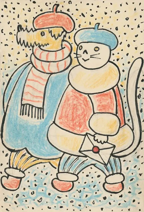 Framed Print : 5. Talking about a dog and a cat, around 1928. Creator: Josef Capek Framed Print : 5. Talking about a dog and a cat, around 1928. Creator: Josef Capek