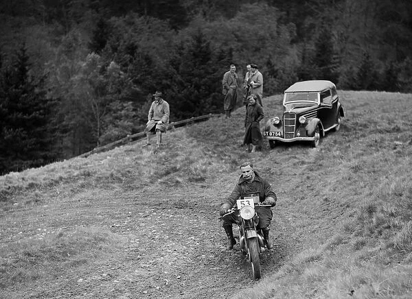 500 cc Ariel of GR Walling competing in the MCC Edinburgh Trial, Roxburghshire, Scotland, 1938