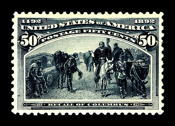 50c Recall of Columbus single, 1893. Creator: American Bank Note Company