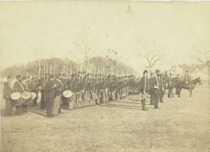 Framed Print : 50th Pennsylvania Infantry in Parade Formation, c. 1870 / 82. Creator: Tim O Sullivan Framed Print : 50th Pennsylvania Infantry in Parade Formation, c. 1870 / 82. Creator: Tim O Sullivan