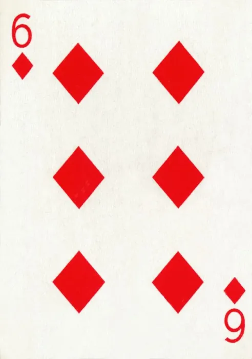 Framed Print : 6 of Diamonds from a deck of Goodall & Son Ltd. playing cards, c1940 Framed Print : 6 of Diamonds from a deck of Goodall & Son Ltd. playing cards, c1940