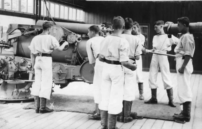 Framed Print : 6-inch gun drill, Royal Navy training establishment, Shotley, Suffolk, 1936 Framed Print : 6-inch gun drill, Royal Navy training establishment, Shotley, Suffolk, 1936