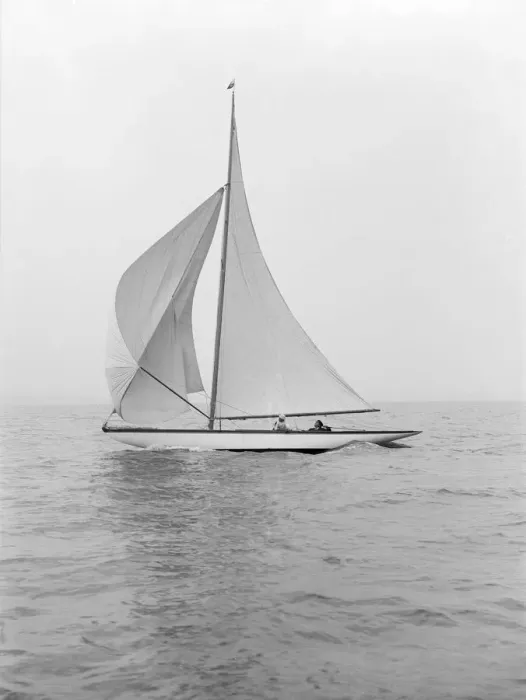 Framed Print : The 6 Metre class Marmi sailing under spinnaker, 1914. Creator: Kirk & Sons of Cowes Framed Print : The 6 Metre class Marmi sailing under spinnaker, 1914. Creator: Kirk & Sons of Cowes