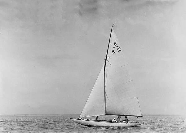 The 6 Metre sailing yacht Caryl (K12), 1921. Creator: Kirk & Sons of Cowes