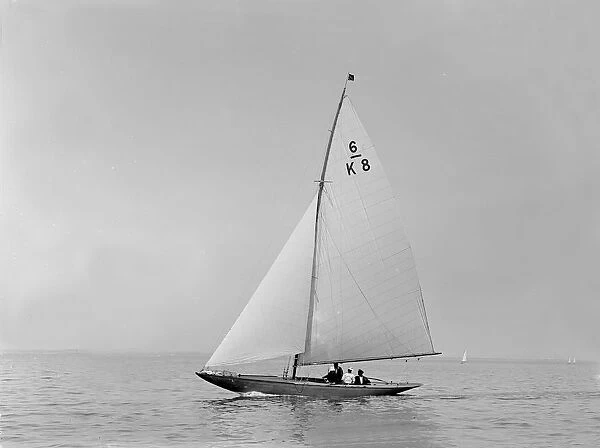 The 6 Metre sailing yacht Whimbret (K8), 1921. Creator: Kirk & Sons of Cowes