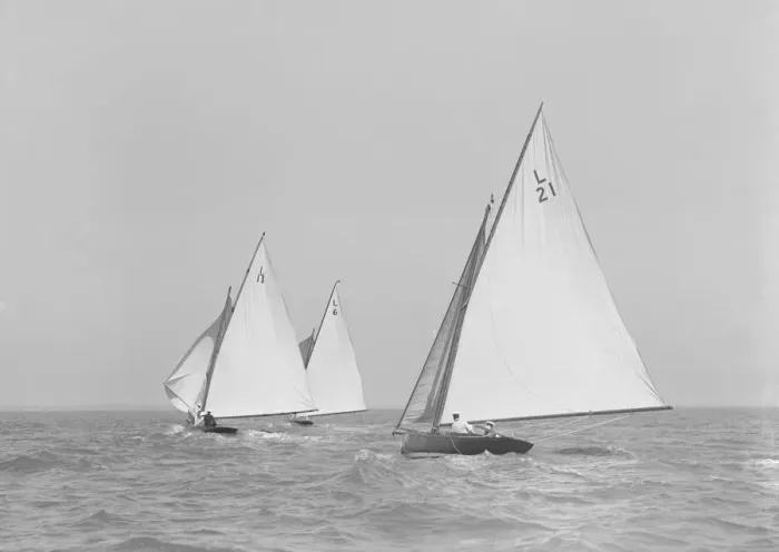 Framed Print : The 6 Metres boats Cheetal, The Whim and Ejnar racing downwind. Creator Framed Print : The 6 Metres boats Cheetal, The Whim and Ejnar racing downwind. Creator