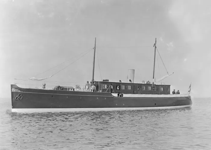Framed Print : The 65 ton motor yacht Mairi, 1921. Creator: Kirk & Sons of Cowes Framed Print : The 65 ton motor yacht Mairi, 1921. Creator: Kirk & Sons of Cowes