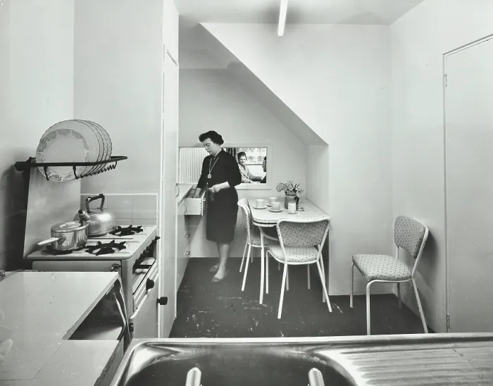 Framed Print : 68 Burley House, Mountmorres Estate, Stepney Green, London: kitchen, 1962. Creator: Unknown Framed Print : 68 Burley House, Mountmorres Estate, Stepney Green, London: kitchen, 1962. Creator: Unknown