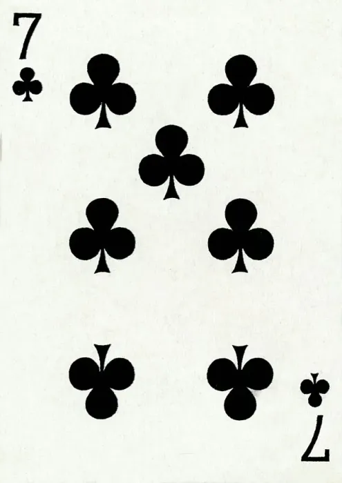 Framed Print : 7 of Clubs from a deck of Goodall & Son Ltd. playing cards, c1940 Framed Print : 7 of Clubs from a deck of Goodall & Son Ltd. playing cards, c1940
